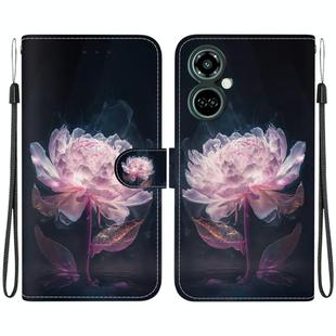 For Tecno Camon 19 Pro 5G Crystal Texture Colored Drawing Leather Phone Case(Purple Peony)