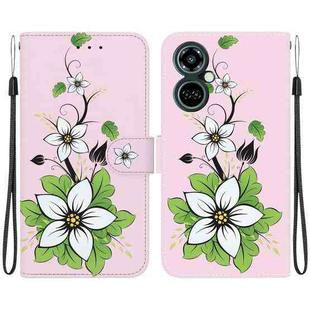 For Tecno Camon 19 Pro 5G Crystal Texture Colored Drawing Leather Phone Case(Lily)