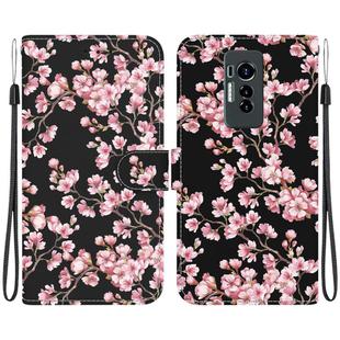 For Tecno Phantom X Crystal Texture Colored Drawing Leather Phone Case(Plum Bossom)