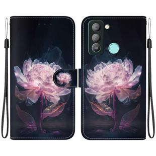 For Tecno Pop 5 LTE BD4 Crystal Texture Colored Drawing Leather Phone Case(Purple Peony)