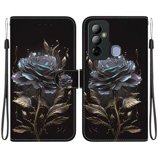 For Tecno Pop 6 Go Crystal Texture Colored Drawing Leather Phone Case(Black Rose)