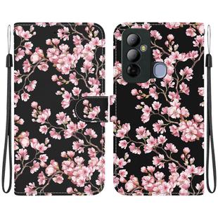 For Tecno Pop 6 Go Crystal Texture Colored Drawing Leather Phone Case(Plum Bossom)