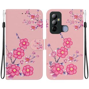 For Tecno Pop 6 Go Crystal Texture Colored Drawing Leather Phone Case(Cherry Blossoms)