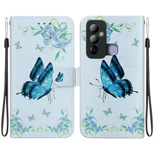 For Tecno Pop 6 Go Crystal Texture Colored Drawing Leather Phone Case(Blue Pansies)