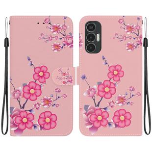 For Tecno Pova 3 LE7 Crystal Texture Colored Drawing Leather Phone Case(Cherry Blossoms)