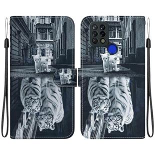 For Tecno Pova 4G LD7 Crystal Texture Colored Drawing Leather Phone Case(Cat Tiger Reflection)
