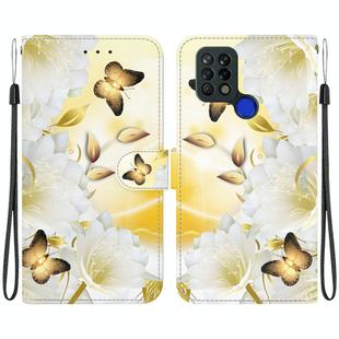 For Tecno Pova 4G LD7 Crystal Texture Colored Drawing Leather Phone Case(Gold Butterfly Epiphyllum)