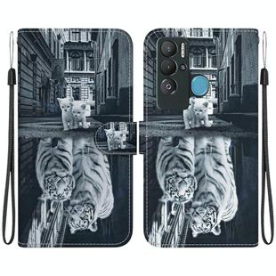 For Tecno Pova Neo LE6 Crystal Texture Colored Drawing Leather Phone Case(Cat Tiger Reflection)