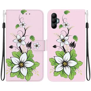 For Tecno Spark 8 Pro Crystal Texture Colored Drawing Leather Phone Case(Lily)