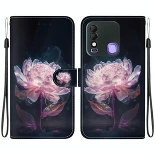 For Tecno Spark 8 / 8T Crystal Texture Colored Drawing Leather Phone Case(Purple Peony)