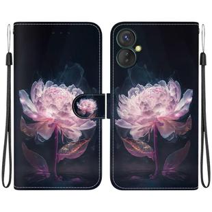 For Tecno Spark 9 Pro / 9T KH7 Crystal Texture Colored Drawing Leather Phone Case(Purple Peony)