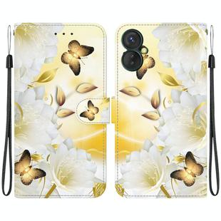 For Tecno Spark 9 Pro / 9T KH7 Crystal Texture Colored Drawing Leather Phone Case(Gold Butterfly Epiphyllum)