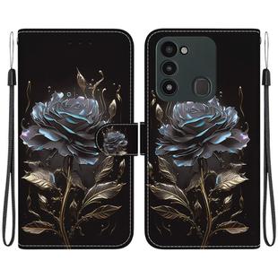 For Tecno Spark Go 2022 / 8C Crystal Texture Colored Drawing Leather Phone Case(Black Rose)