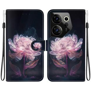 For Tecno Camon 20 Premier 5G Crystal Texture Colored Drawing Leather Phone Case(Purple Peony)