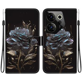 For Tecno Camon 20 Premier 5G Crystal Texture Colored Drawing Leather Phone Case(Black Rose)