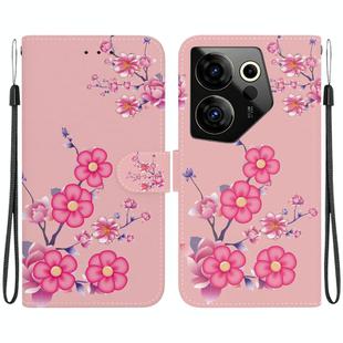 For Tecno Camon 20 Premier 5G Crystal Texture Colored Drawing Leather Phone Case(Cherry Blossoms)