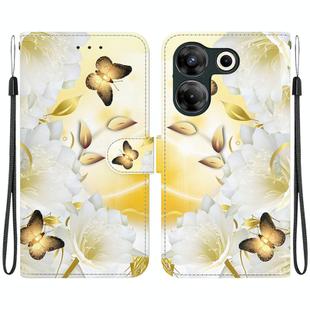 For Tecno Camon 20 Pro 5G Crystal Texture Colored Drawing Leather Phone Case(Gold Butterfly Epiphyllum)