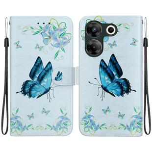 For Tecno Camon 20 Pro 5G Crystal Texture Colored Drawing Leather Phone Case(Blue Pansies)