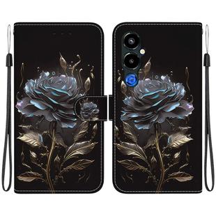 For Tecno Pova 4 Pro Crystal Texture Colored Drawing Leather Phone Case(Black Rose)