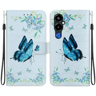 For Tecno Pova 4 Pro Crystal Texture Colored Drawing Leather Phone Case(Blue Pansies)