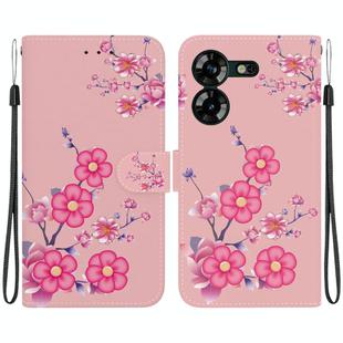 For Tecno Pova 5 Crystal Texture Colored Drawing Leather Phone Case(Cherry Blossoms)