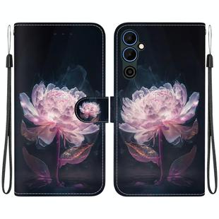 For Tecno Pova Neo 2 Crystal Texture Colored Drawing Leather Phone Case(Purple Peony)