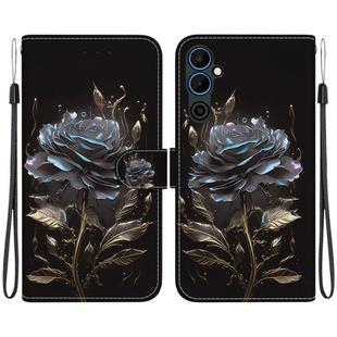For Tecno Pova Neo 2 Crystal Texture Colored Drawing Leather Phone Case(Black Rose)