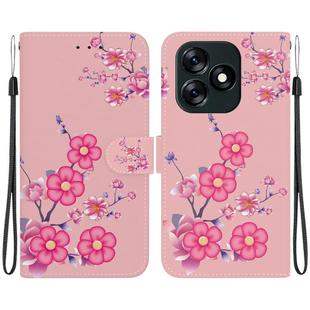 For Tecno Spark 10 4G / 10C Crystal Texture Colored Drawing Leather Phone Case(Cherry Blossoms)