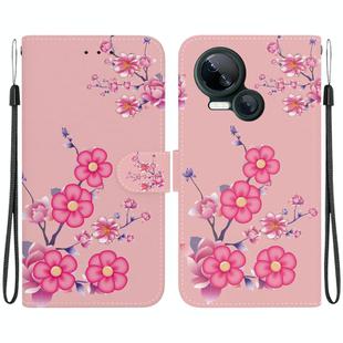 For Tecno Spark 10 5G Crystal Texture Colored Drawing Leather Phone Case(Cherry Blossoms)