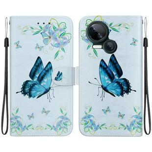 For Tecno Spark 10 5G Crystal Texture Colored Drawing Leather Phone Case(Blue Pansies)