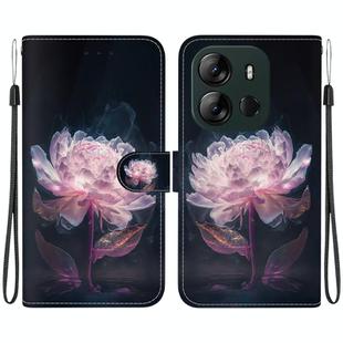 For Tecno Spark Go 2023 / Pop 7 Pro Crystal Texture Colored Drawing Leather Phone Case(Purple Peony)