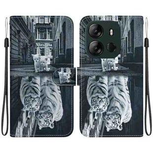 For Tecno Spark Go 2023 / Pop 7 Pro Crystal Texture Colored Drawing Leather Phone Case(Cat Tiger Reflection)