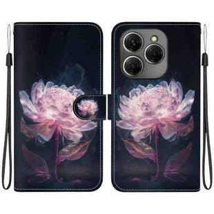 For Tecno Spark 20 Pro Crystal Texture Colored Drawing Leather Phone Case(Purple Peony)