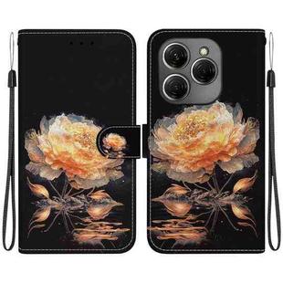 For Tecno Spark 20 Pro Crystal Texture Colored Drawing Leather Phone Case(Gold Peony)