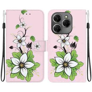 For Tecno Spark 20 Pro Crystal Texture Colored Drawing Leather Phone Case(Lily)