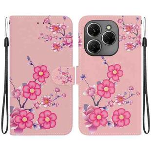 For Tecno Spark 20 Pro Crystal Texture Colored Drawing Leather Phone Case(Cherry Blossoms)