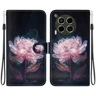 For Tecno Camon 30 4G / 30 5G CL6 CL7 Crystal Texture Colored Drawing Leather Phone Case(Purple Peony)