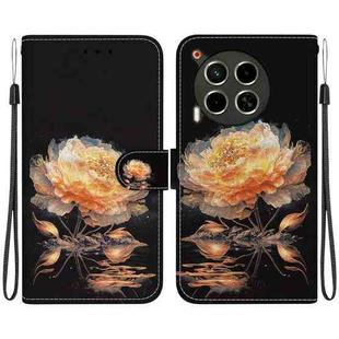 For Tecno Camon 30 4G / 30 5G CL6 CL7 Crystal Texture Colored Drawing Leather Phone Case(Gold Peony)