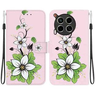 For Tecno Camon 30 4G / 30 5G CL6 CL7 Crystal Texture Colored Drawing Leather Phone Case(Lily)