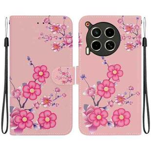For Tecno Camon 30 4G / 30 5G CL6 CL7 Crystal Texture Colored Drawing Leather Phone Case(Cherry Blossoms)