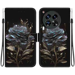 For Tecno Camon 30 Premier 5G Crystal Texture Colored Drawing Leather Phone Case(Black Rose)
