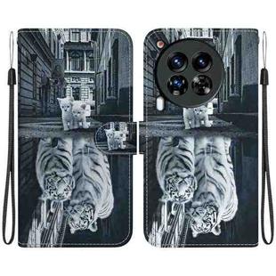 For Tecno Camon 30 Premier 5G Crystal Texture Colored Drawing Leather Phone Case(Cat Tiger Reflection)