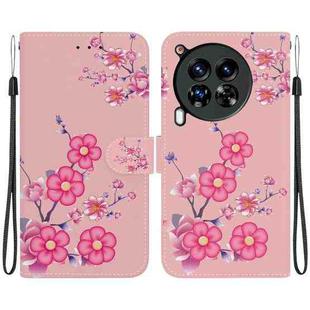 For Tecno Camon 30 Premier 5G Crystal Texture Colored Drawing Leather Phone Case(Cherry Blossoms)