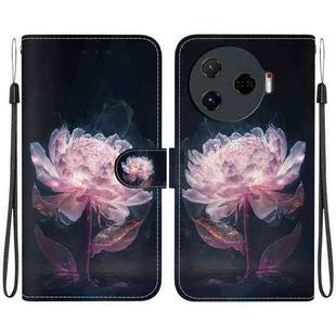 For Tecno Camon 30 Pro CL8 Crystal Texture Colored Drawing Leather Phone Case(Purple Peony)