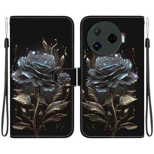 For Tecno Camon 30 Pro CL8 Crystal Texture Colored Drawing Leather Phone Case(Black Rose)