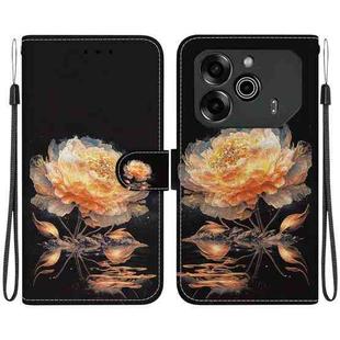 For Tecno Pova 6 Pro / Pova 6 Crystal Texture Colored Drawing Leather Phone Case(Gold Peony)
