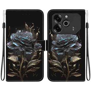 For Tecno Pova 6 Pro / Pova 6 Crystal Texture Colored Drawing Leather Phone Case(Black Rose)