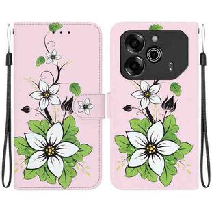 For Tecno Pova 6 Pro / Pova 6 Crystal Texture Colored Drawing Leather Phone Case(Lily)