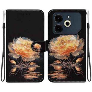 For Tecno Pova 6 Neo Crystal Texture Colored Drawing Leather Phone Case(Gold Peony)