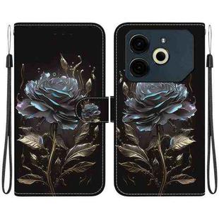 For Tecno Pova 6 Neo Crystal Texture Colored Drawing Leather Phone Case(Black Rose)